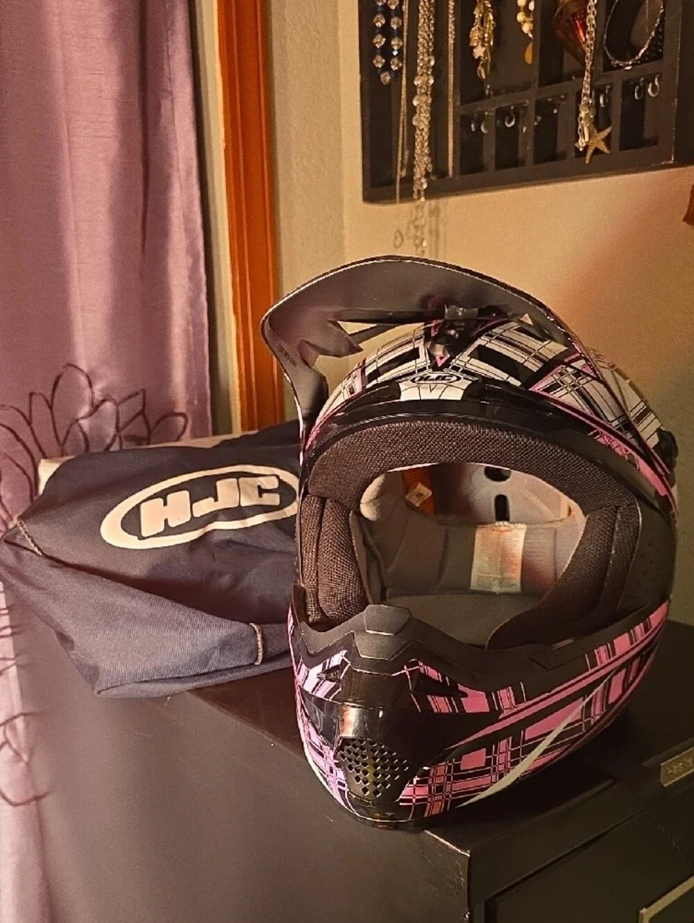 Full-Face Women's Pink & Black Motocross Helmet